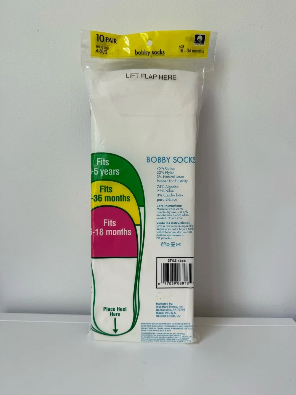 VTG Kids Simply Basic Bobby Socks 10 Pack Toddler Girl Turn Cuff 18-36M NOS New